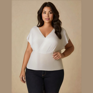Torrid wrap White Ribbed V neck Wrap Top size 2X